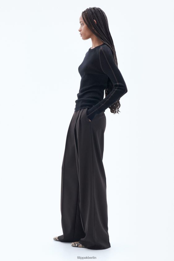 Filippa K L8HHT39 Bekleidung Schwarz Braun Frauen Leichter Ripppullover