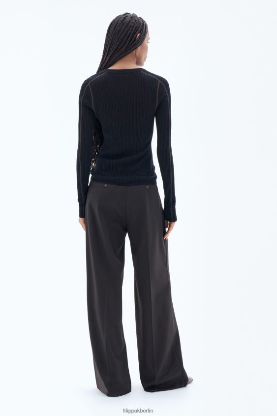 Filippa K L8HHT39 Bekleidung Schwarz Braun Frauen Leichter Ripppullover