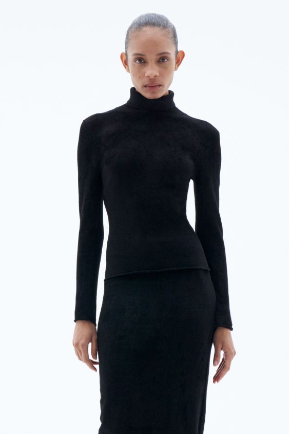 Filippa K L8HHT43 Bekleidung Schwarz Frauen Chenille-Rollkragenpullover