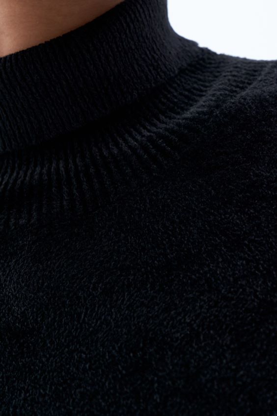 Filippa K L8HHT43 Bekleidung Schwarz Frauen Chenille-Rollkragenpullover
