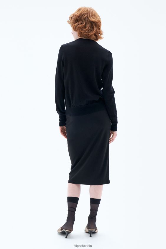 Filippa K L8HHT47 Bekleidung Schwarz Frauen Kurze Strickjacke aus Merinowolle