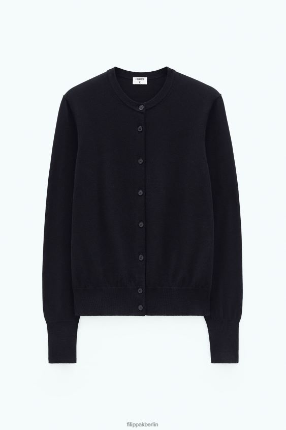 Filippa K L8HHT47 Bekleidung Schwarz Frauen Kurze Strickjacke aus Merinowolle
