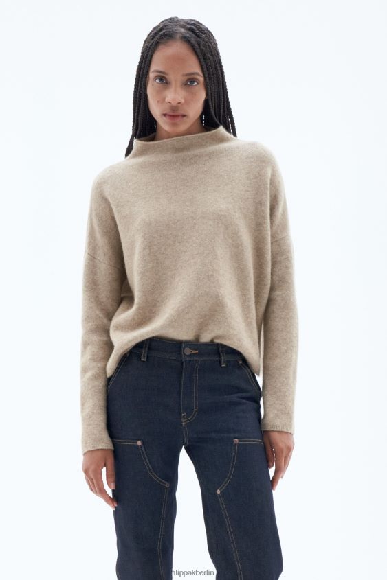 Filippa K L8HHT52 Bekleidung Beige-Melange Frauen Mika-Yak-Trichterhalspullover