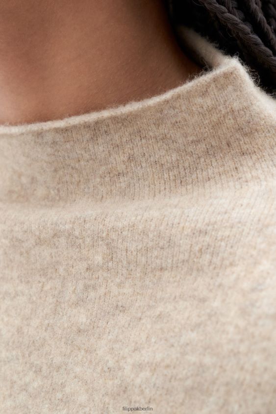 Filippa K L8HHT52 Bekleidung Beige-Melange Frauen Mika-Yak-Trichterhalspullover