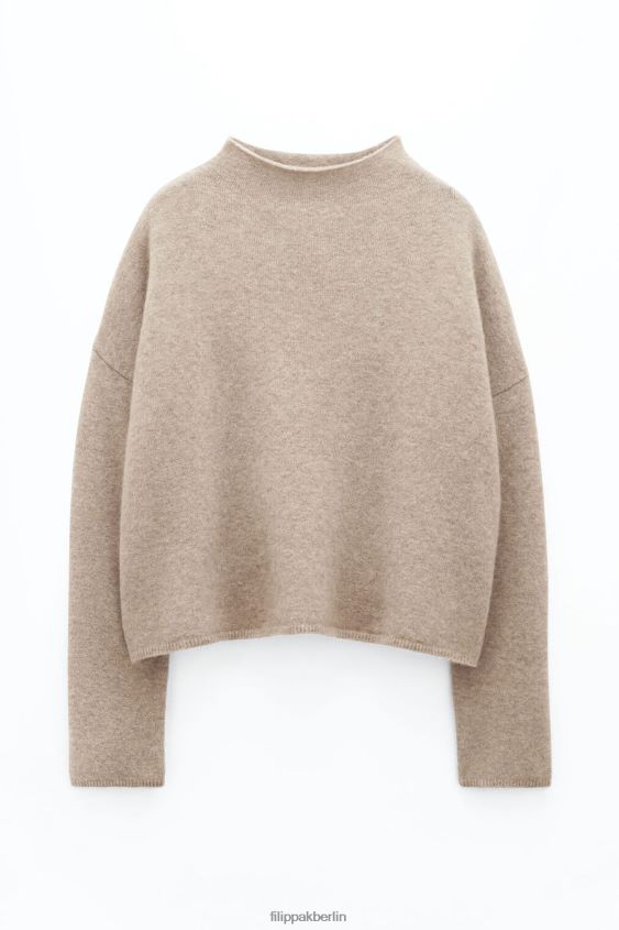 Filippa K L8HHT52 Bekleidung Beige-Melange Frauen Mika-Yak-Trichterhalspullover