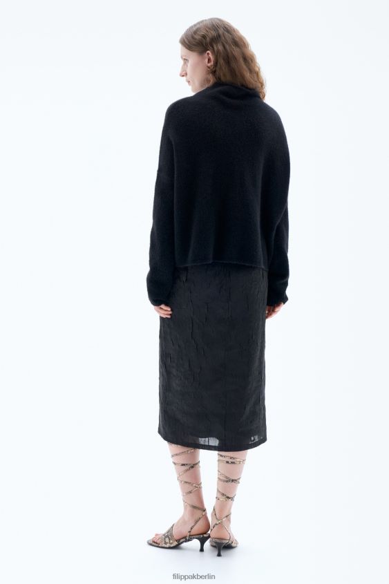 Filippa K L8HHT54 Bekleidung Schwarz Frauen Mika-Yak-Trichterhalspullover