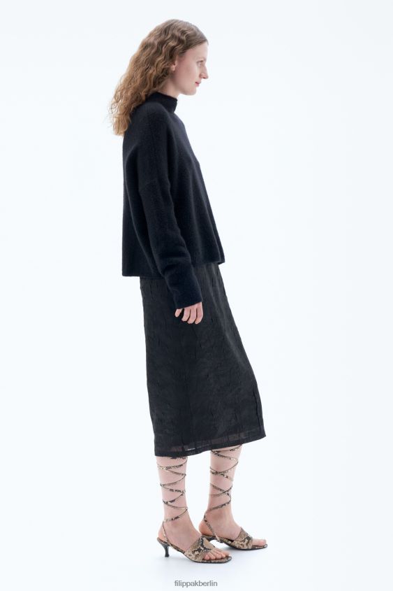 Filippa K L8HHT54 Bekleidung Schwarz Frauen Mika-Yak-Trichterhalspullover