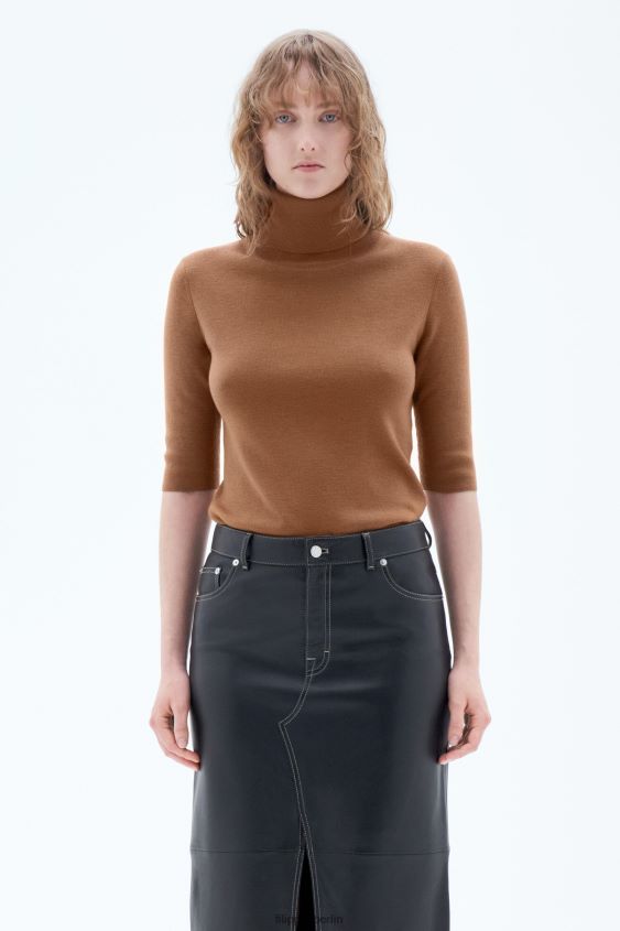 Filippa K L8HHT56 Bekleidung Kamel Frauen Merino-Oberteil mit Ellenbogenärmeln
