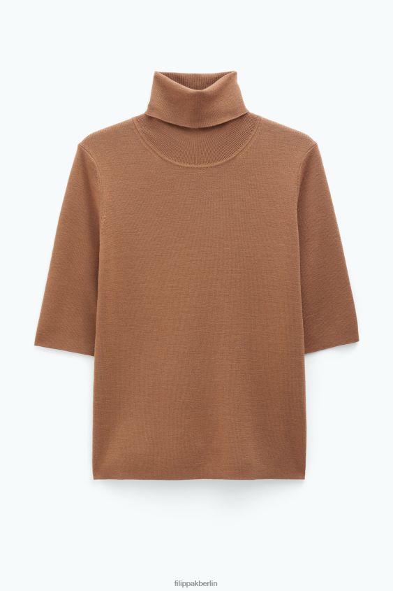 Filippa K L8HHT56 Bekleidung Kamel Frauen Merino-Oberteil mit Ellenbogenärmeln