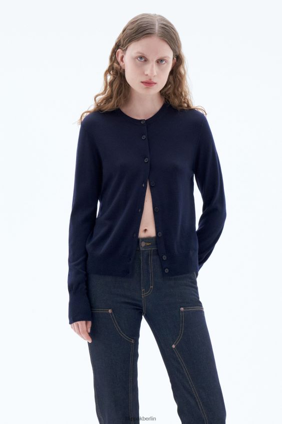 Filippa K L8HHT58 Bekleidung Marine Frauen Kurze Strickjacke aus Merinowolle