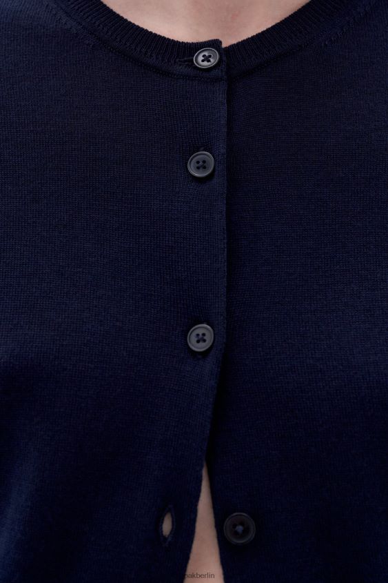 Filippa K L8HHT58 Bekleidung Marine Frauen Kurze Strickjacke aus Merinowolle