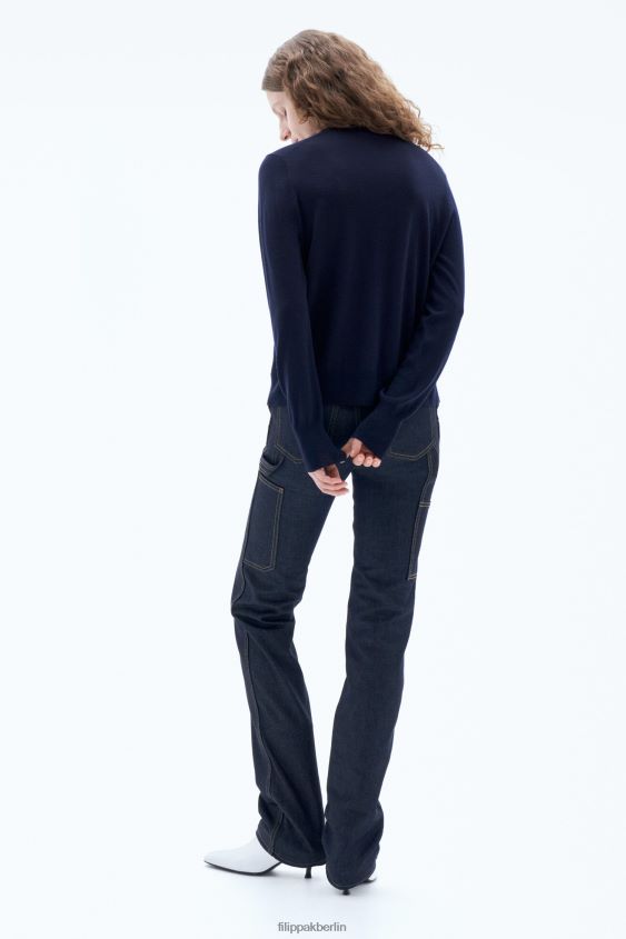 Filippa K L8HHT58 Bekleidung Marine Frauen Kurze Strickjacke aus Merinowolle