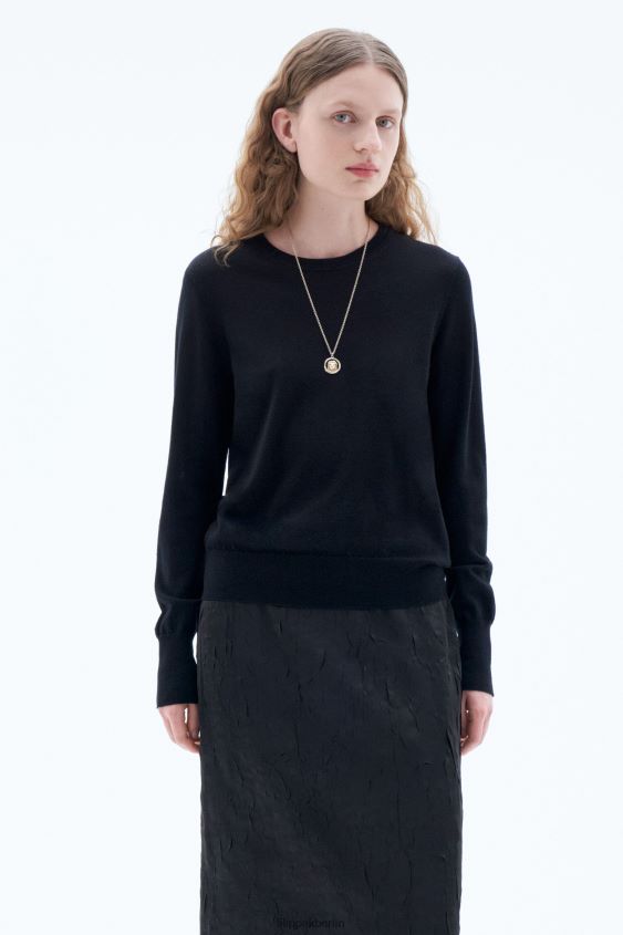Filippa K L8HHT65 Bekleidung Schwarz Frauen Merinopullover mit R-Ausschnitt