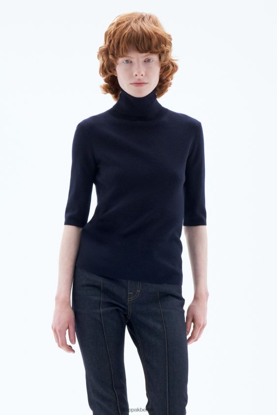 Filippa K L8HHT66 Bekleidung Marine Frauen Merino-Oberteil mit Ellenbogenärmeln