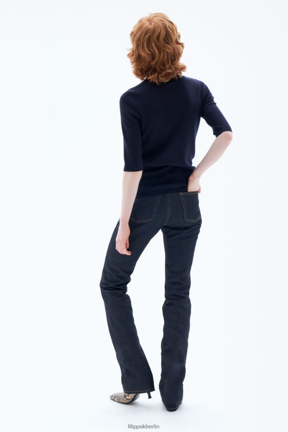 Filippa K L8HHT66 Bekleidung Marine Frauen Merino-Oberteil mit Ellenbogenärmeln