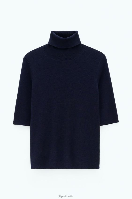 Filippa K L8HHT66 Bekleidung Marine Frauen Merino-Oberteil mit Ellenbogenärmeln