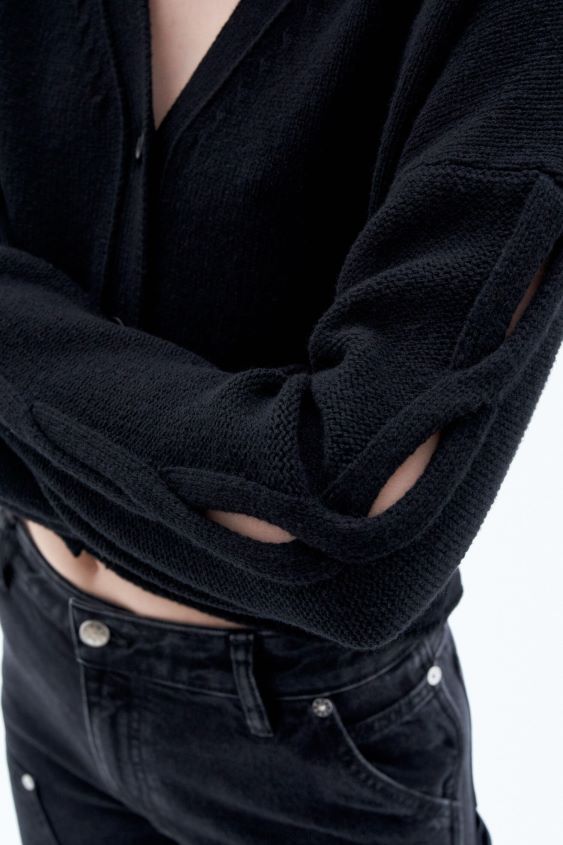 Filippa K L8HHT68 Bekleidung Schwarz Frauen geflochtener Cardigan