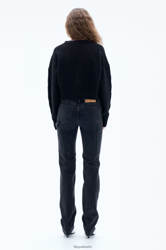 Filippa K L8HHT68 Bekleidung Schwarz Frauen geflochtener Cardigan