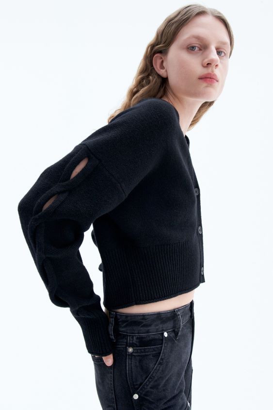 Filippa K L8HHT68 Bekleidung Schwarz Frauen geflochtener Cardigan