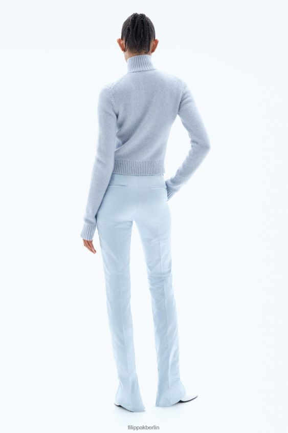 Filippa K L8HHT78 Bekleidung Eisblau Frauen Pullover mit Argyle-Reißverschluss