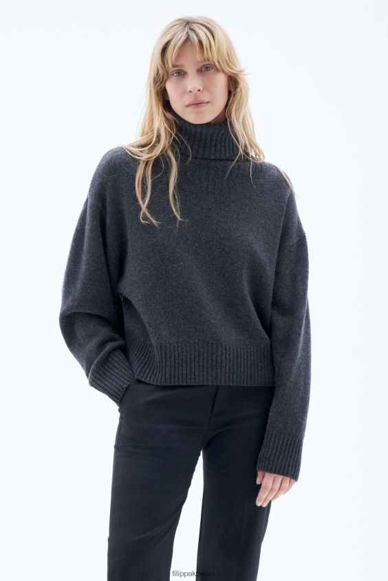 Filippa K L8HHT80 Bekleidung Anthrazit-Melange Frauen Rollkragenpullover aus Wolle
