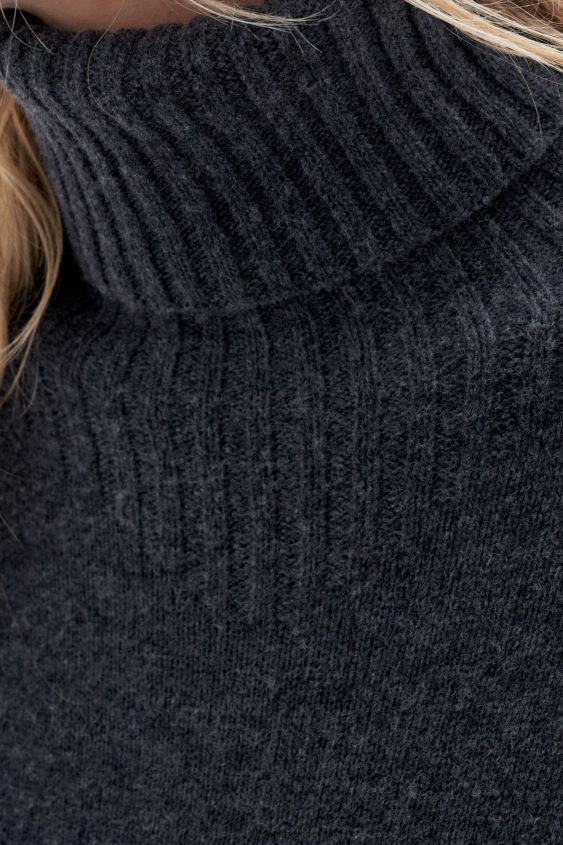 Filippa K L8HHT80 Bekleidung Anthrazit-Melange Frauen Rollkragenpullover aus Wolle