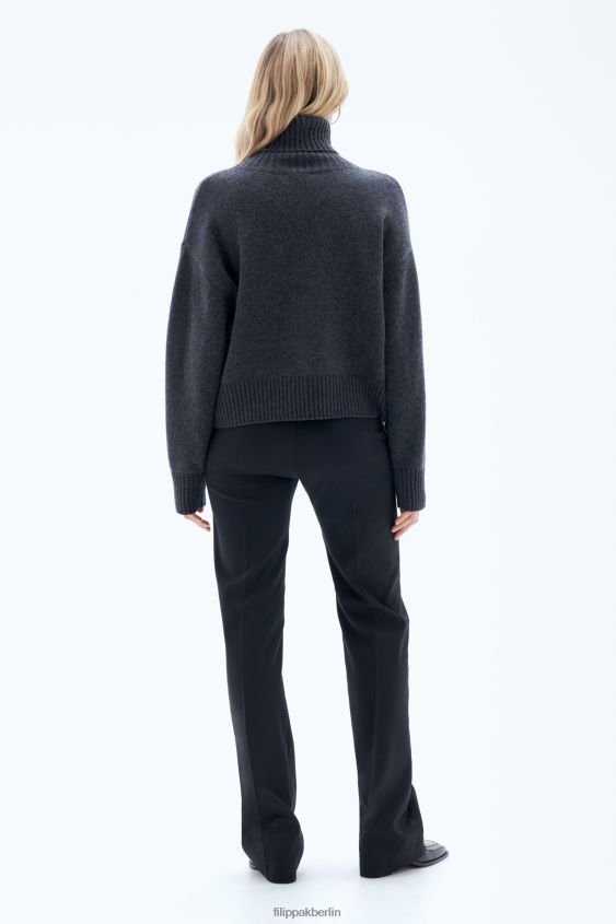 Filippa K L8HHT80 Bekleidung Anthrazit-Melange Frauen Rollkragenpullover aus Wolle