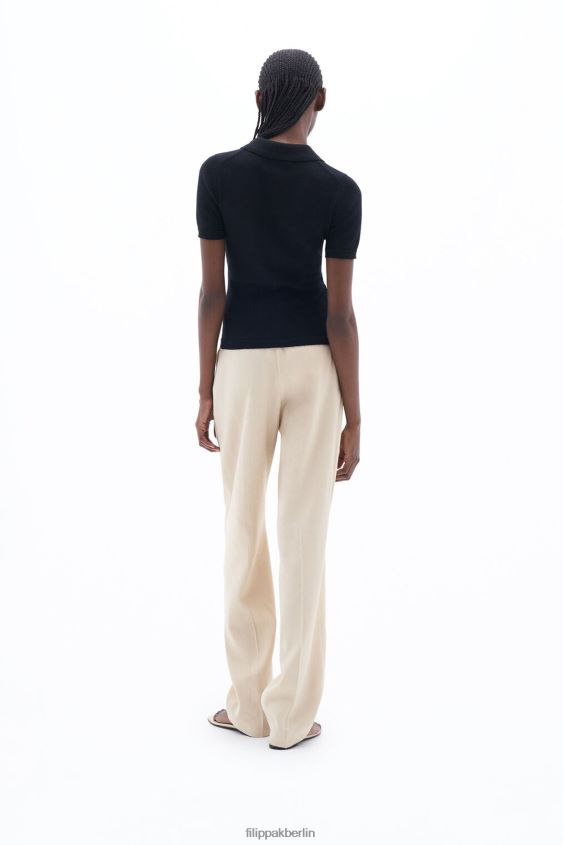 Filippa K L8HHT82 Bekleidung Schwarz Frauen Strickoberteil aus Baumwollleinen