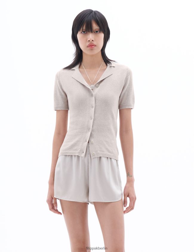 Filippa K L8HHT83 Bekleidung hell beige Frauen Strickoberteil aus Baumwollleinen