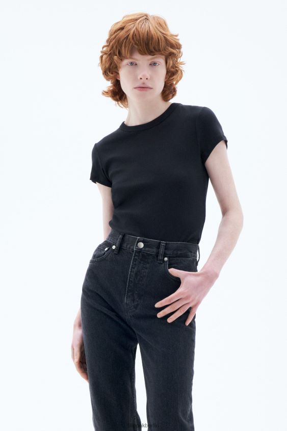 Filippa K L8HHT133 Bekleidung Schwarz Frauen Feinripp-T-Shirt