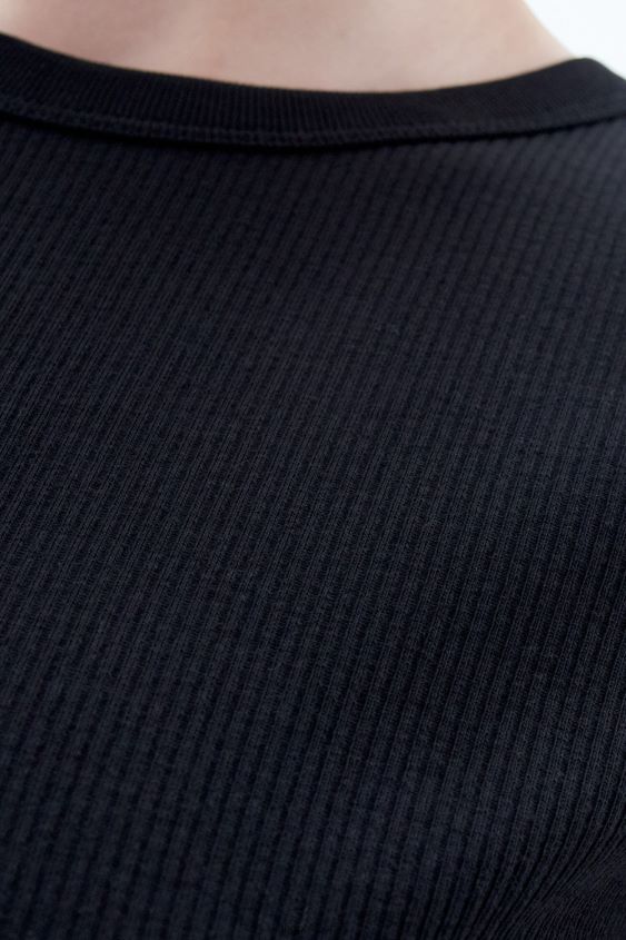 Filippa K L8HHT133 Bekleidung Schwarz Frauen Feinripp-T-Shirt