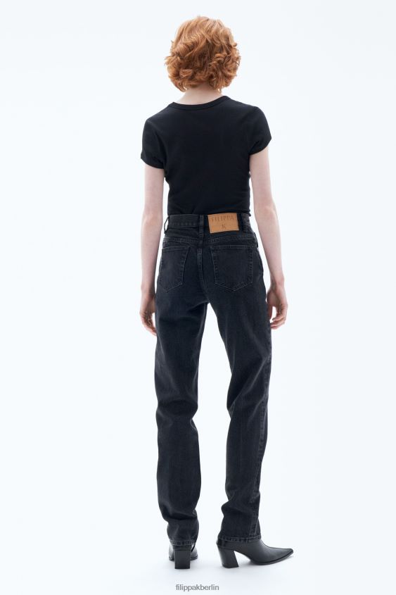 Filippa K L8HHT133 Bekleidung Schwarz Frauen Feinripp-T-Shirt