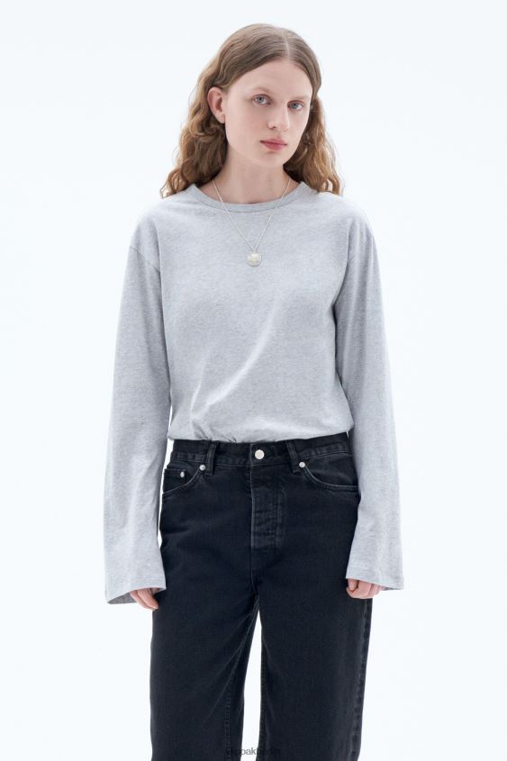 Filippa K L8HHT137 Bekleidung hellgrau mel. Frauen Langarmshirt aus Baumwolle
