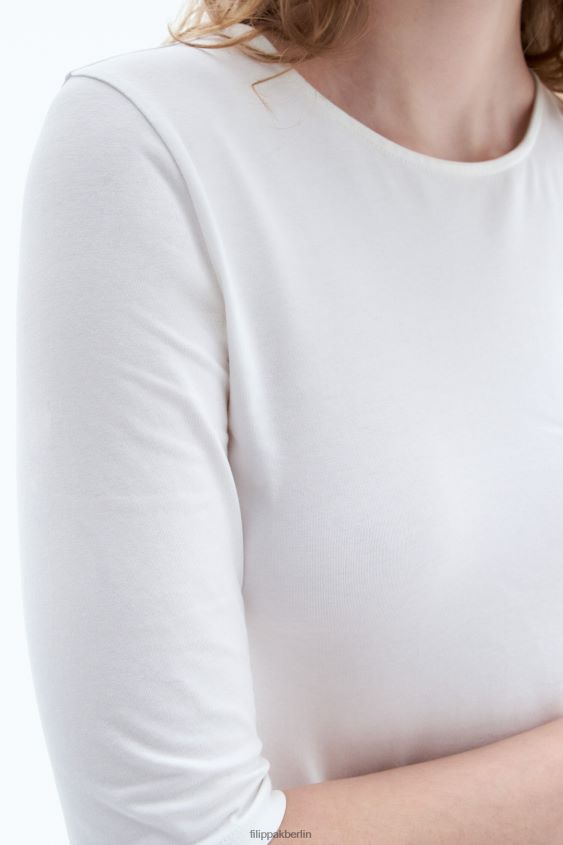 Filippa K L8HHT141 Bekleidung Weiß Frauen Ellenbogen-Ärmel aus Baumwollstretch