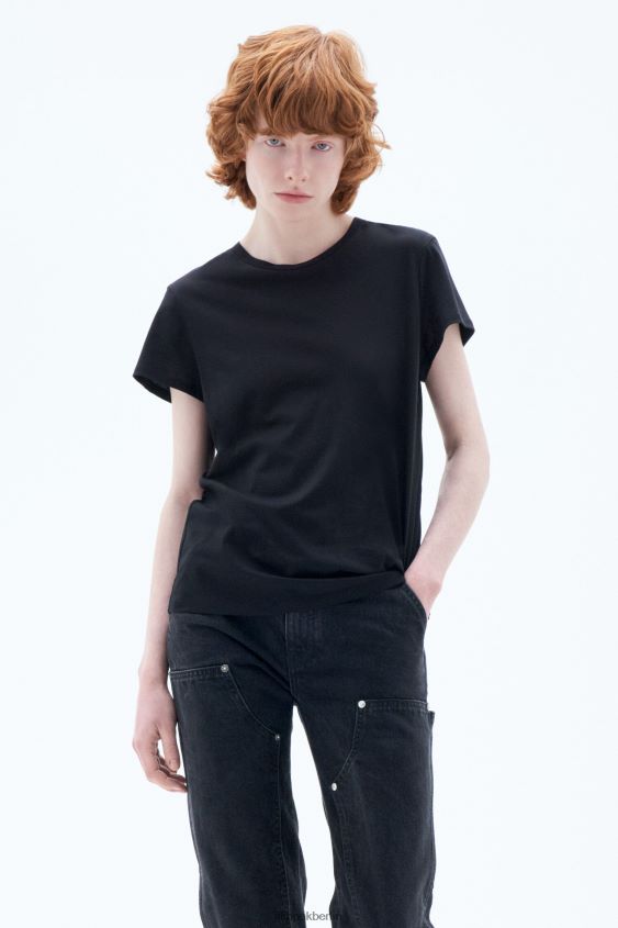 Filippa K L8HHT143 Bekleidung Schwarz Frauen T-Shirt aus weicher Baumwolle
