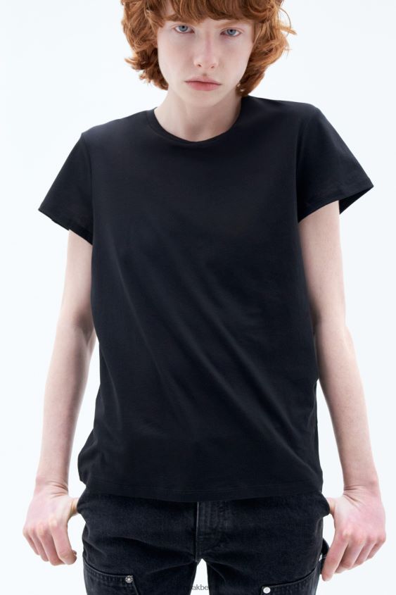 Filippa K L8HHT143 Bekleidung Schwarz Frauen T-Shirt aus weicher Baumwolle