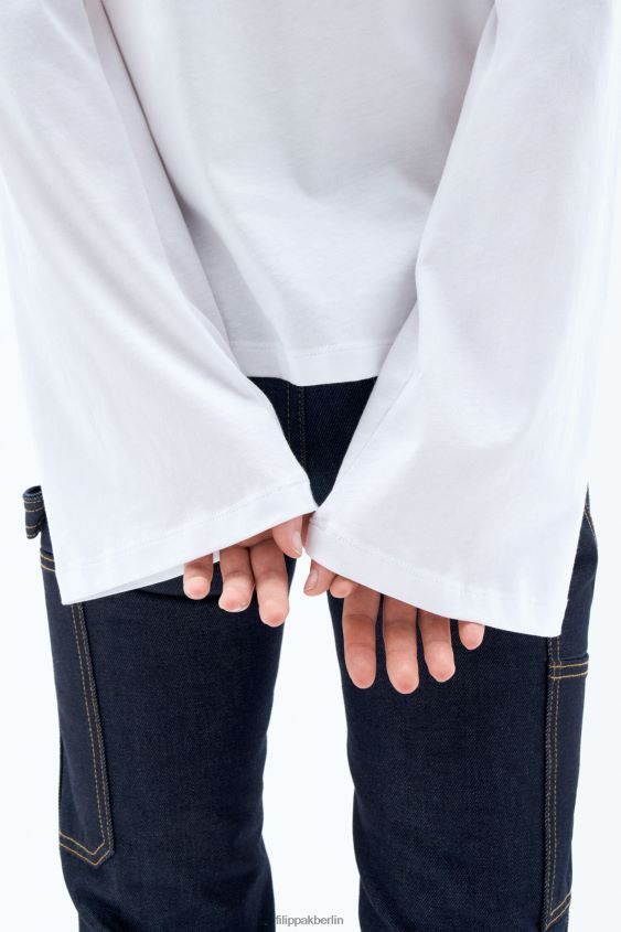 Filippa K L8HHT149 Bekleidung Weiß Frauen Langarmshirt aus Baumwolle