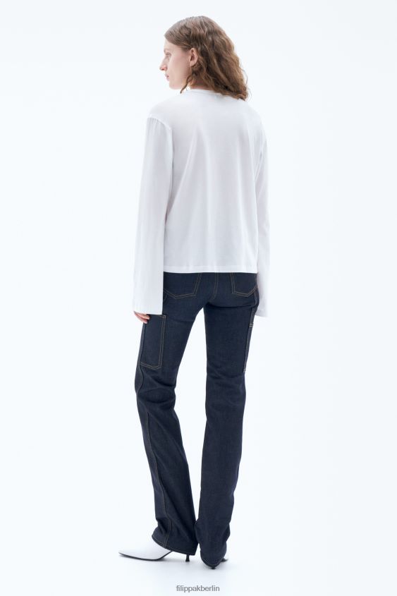 Filippa K L8HHT149 Bekleidung Weiß Frauen Langarmshirt aus Baumwolle