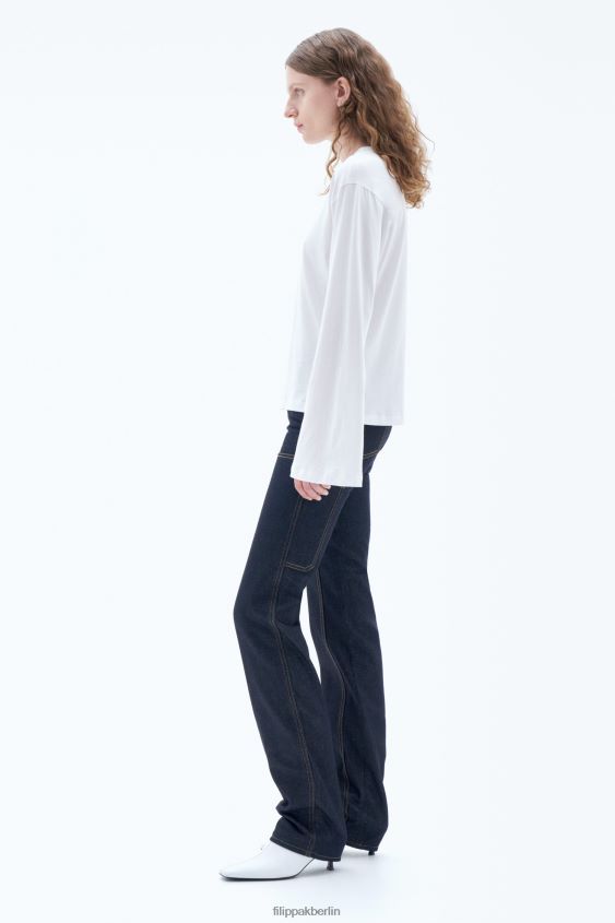 Filippa K L8HHT149 Bekleidung Weiß Frauen Langarmshirt aus Baumwolle