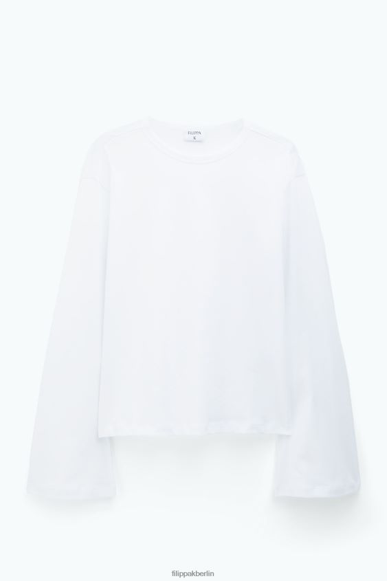 Filippa K L8HHT149 Bekleidung Weiß Frauen Langarmshirt aus Baumwolle