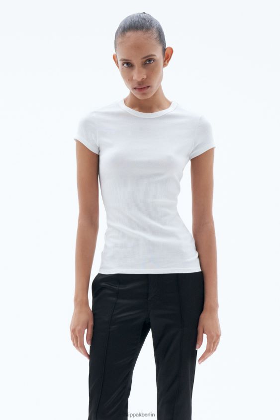 Filippa K L8HHT150 Bekleidung Weiß Frauen Feinripp-T-Shirt