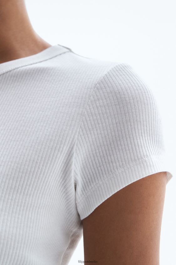 Filippa K L8HHT150 Bekleidung Weiß Frauen Feinripp-T-Shirt