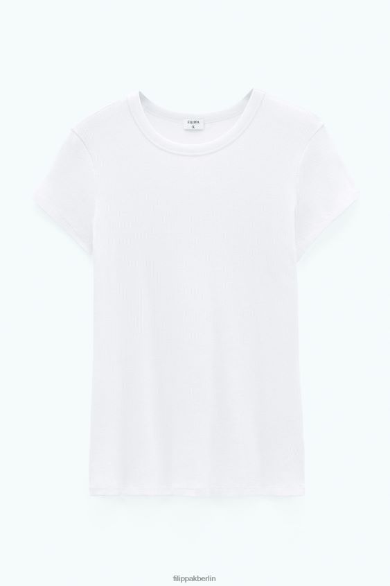 Filippa K L8HHT150 Bekleidung Weiß Frauen Feinripp-T-Shirt