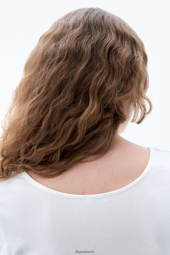 Filippa K L8HHT156 Bekleidung Weiß Frauen Oberteil aus Baumwollstretch mit U-Ausschnitt