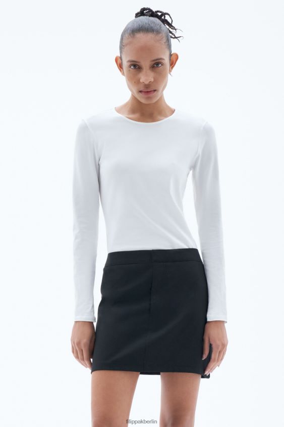 Filippa K L8HHT161 Bekleidung Weiß Frauen Langarmshirt aus Baumwollstretch