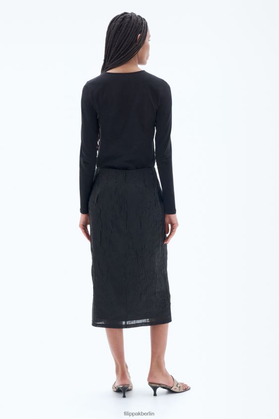 Filippa K L8HHT162 Bekleidung Schwarz Frauen Langarmshirt aus Baumwollstretch