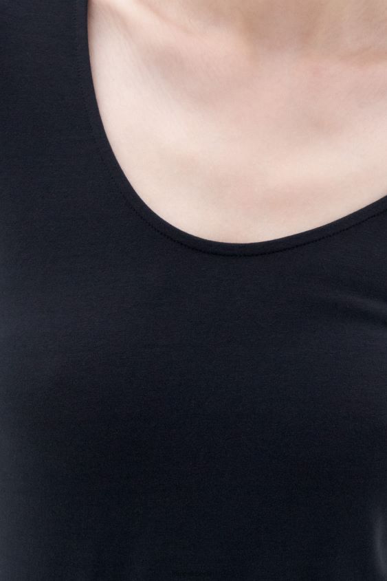 Filippa K L8HHT163 Bekleidung Schwarz Frauen Oberteil aus Baumwollstretch mit U-Ausschnitt