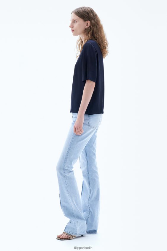 Filippa K L8HHT197 Bekleidung Marine Frauen Seiden-T-Shirt