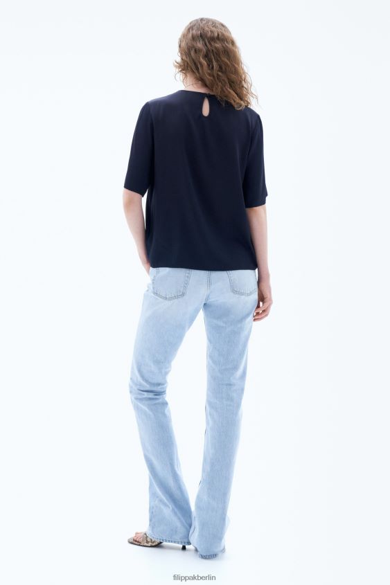 Filippa K L8HHT197 Bekleidung Marine Frauen Seiden-T-Shirt