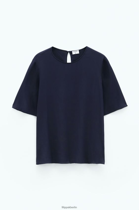 Filippa K L8HHT197 Bekleidung Marine Frauen Seiden-T-Shirt